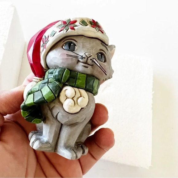 Jim Shore Carved Figurine Mini Christmas Kitten 2009 Enesco Collectible New Box - Picture 8 of 8